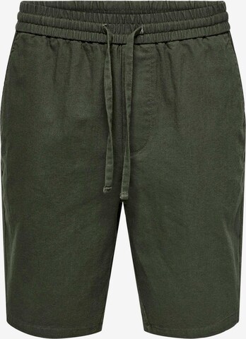 Pantalon 'Linus' Only & Sons en vert : devant