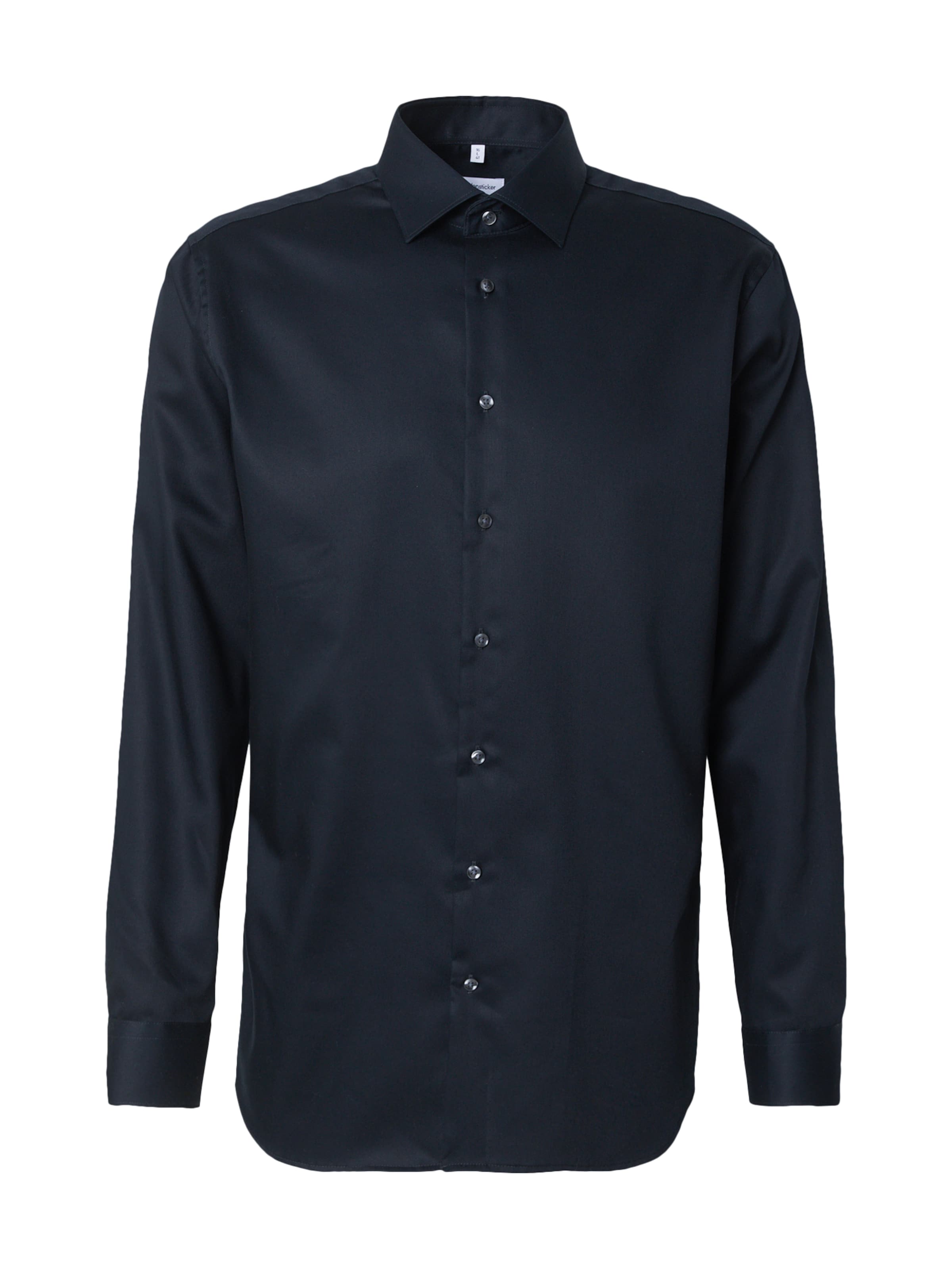 SEIDENSTICKER Slim fit Koszula biznesowa w kolorze czarny: przód