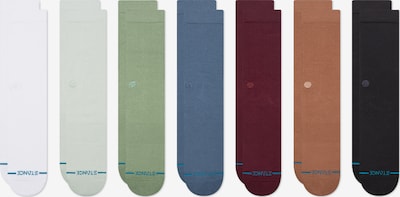 Stance Čarape 'Icons' u plavi traper / moka smeđa / svijetlosiva / pastelno zelena / boja vina / crni traper / bijela, Pregled proizvoda