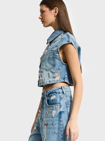 IT'S BASIC Bodywarmer 'CROPPED DENIM WAISTCOAT' in Blauw