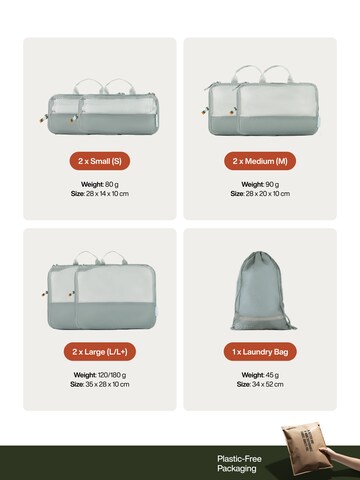 TRAVEL DUDE Travel Bag 'Packing Cubes Set 7-tlg. mit Kompression aus recycelten Plastikflaschen | Leichte Packwürfel | Packtaschen Set für Rucksack & Koffer' in Grey