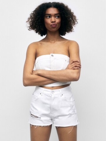 Regular Jean Pull&Bear en blanc