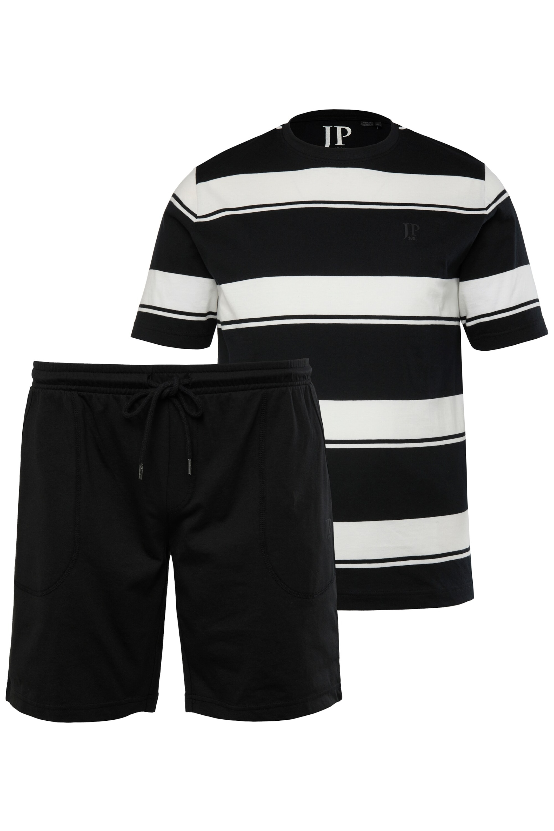 JP1880 Pyjama kort in Zwart: voorkant