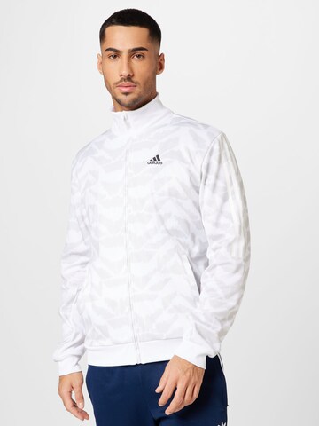 ADIDAS SPORTSWEAR Athletic Zip-Up Hoodie 'Tiro Suit-Up' in White: front