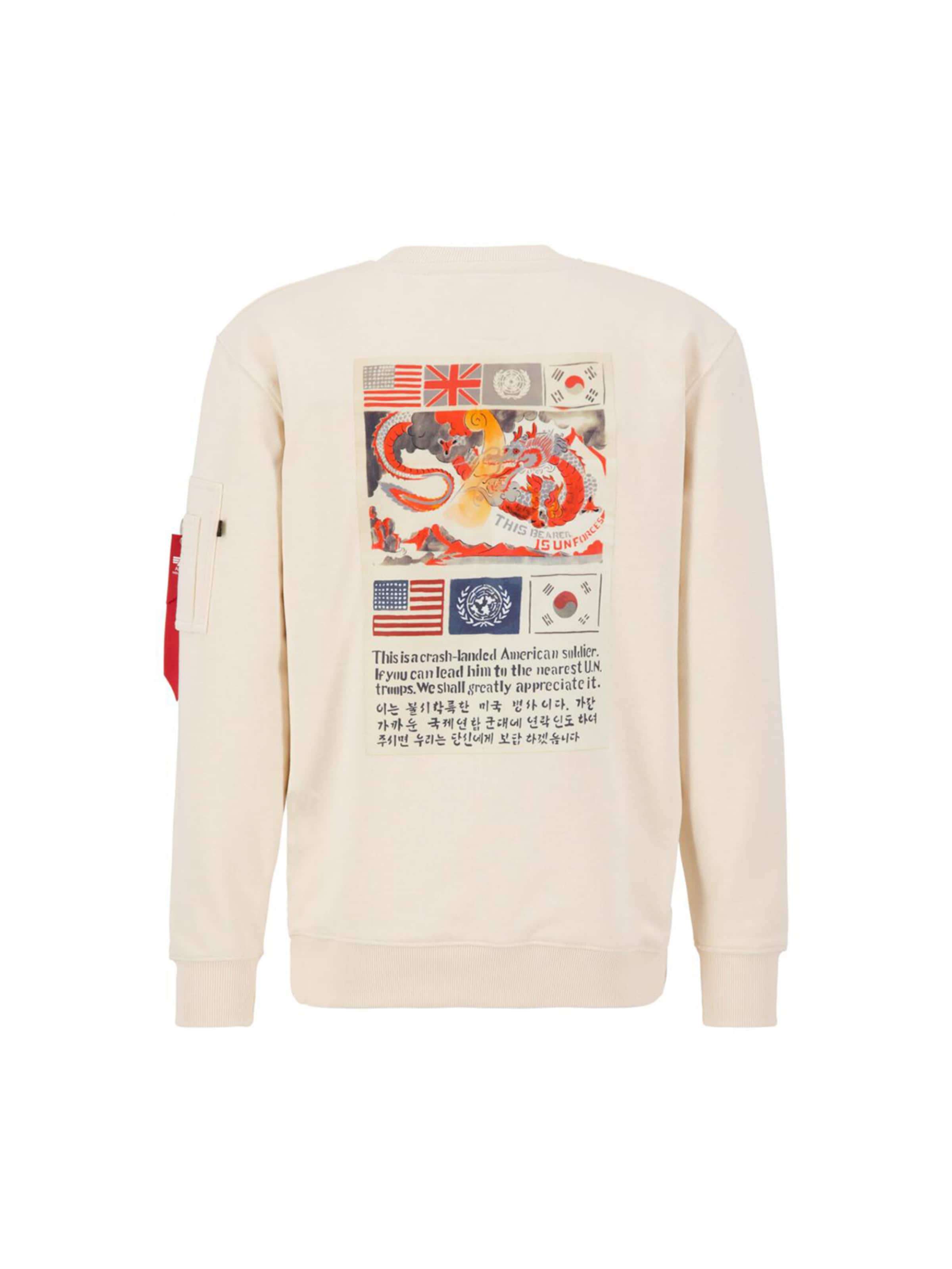 ALPHA INDUSTRIES Μπλούζα φούτερ 'USN Blood Chit' σε λευκό