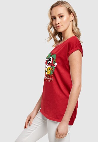 ABSOLUTE CULT T-Shirt 'Looney Tunes - Seasons Greetings' in Rot