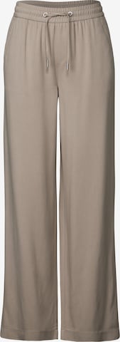 STREET ONE Wide Leg Twill Hose in Beige: Vorderseite