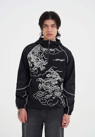 Ed HardyPrijelazna jakna 'Battle Dragon' - crna boja: prednji dio