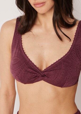 CALZEDONIA T-Shirt Bikinitop 'Precious Jacquard' in Rot