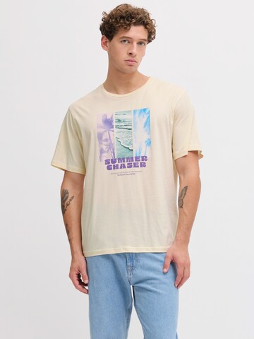 JJ Rebel Majica 'JREBMILES' | bež barva: sprednja stran