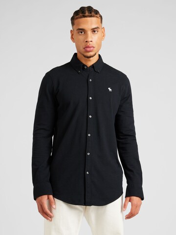 Abercrombie & Fitch Slim fit Button Up Shirt in Black: front