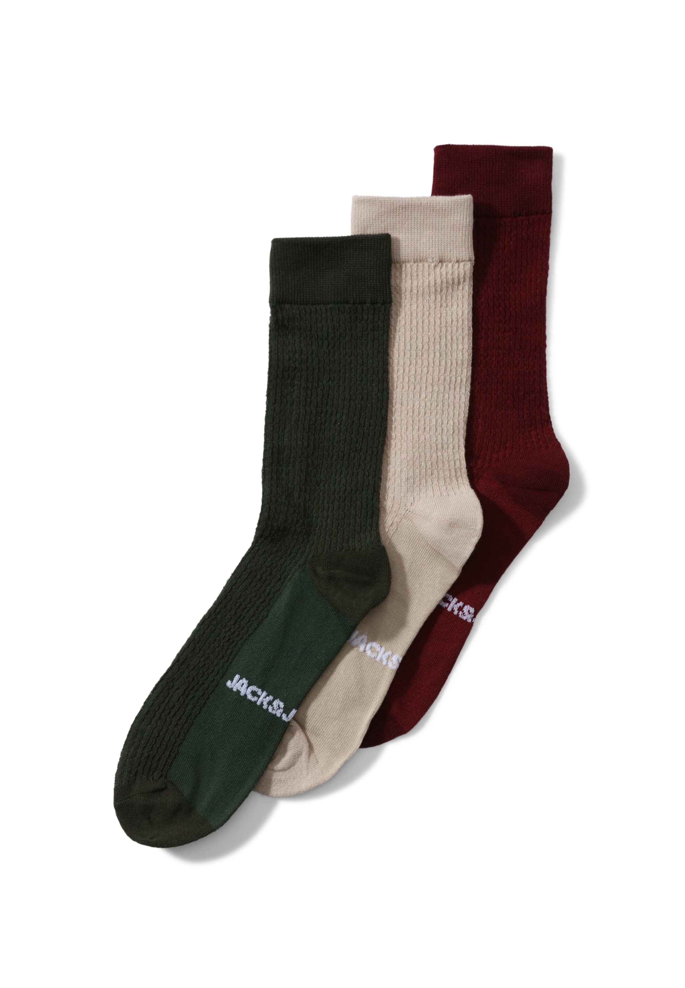 JACK & JONES Nogavice 'JACHENCE' v velikosti 41-46  | svetlo siva / jelka / temno rdeča barva, Prikaz izdelka