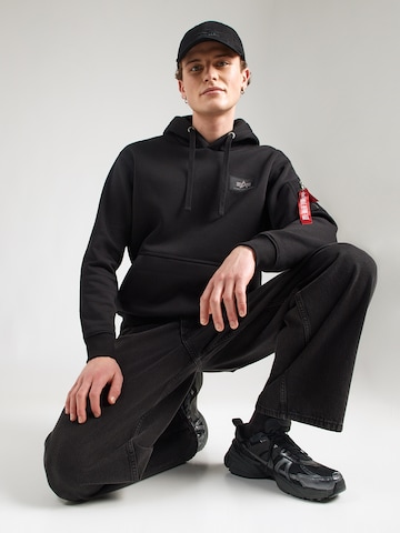 Bluză de molton 'Mirror' de la ALPHA INDUSTRIES pe negru