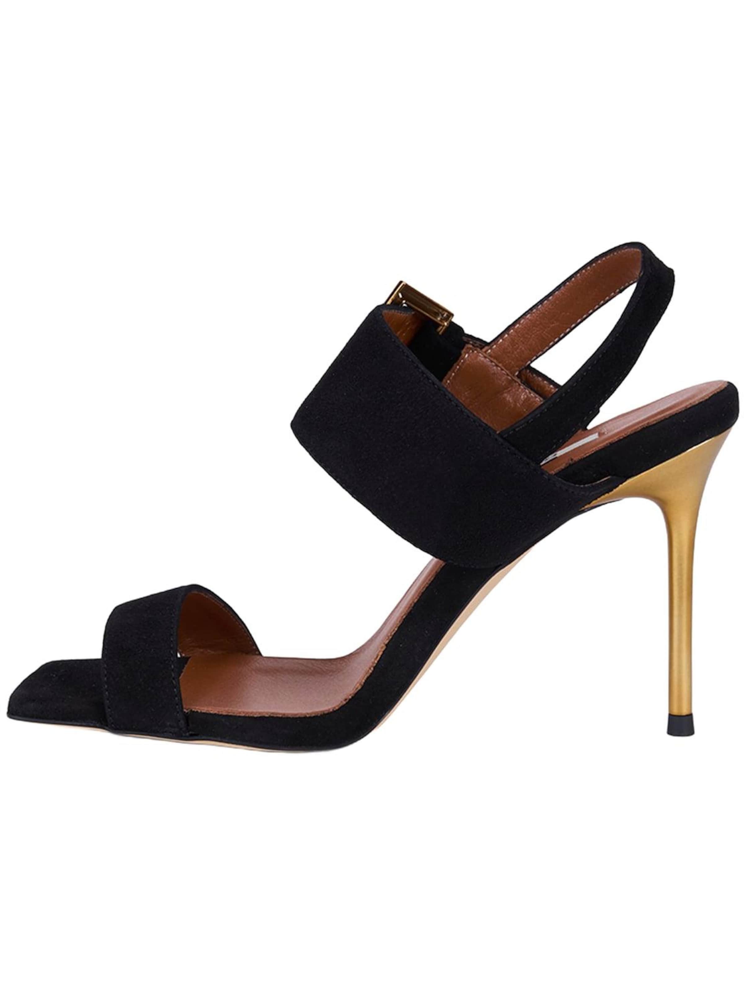 Desa Strap sandal 'DESA Damen-Abendsandalen aus Wildleder mit Schnallendetail' in Black