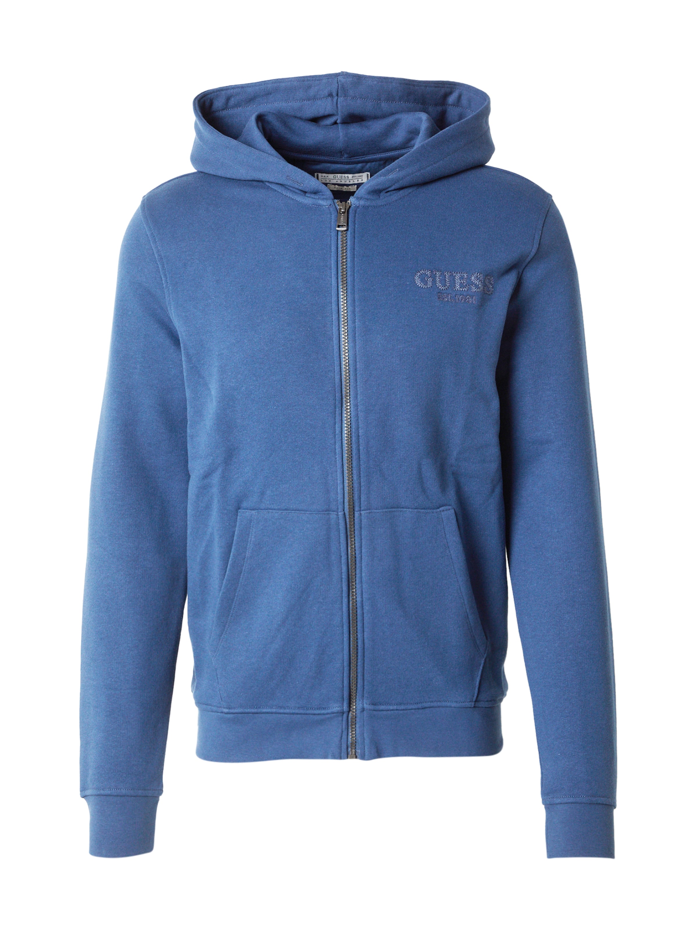 GUESS Zip-Up Hoodie in Blue: front