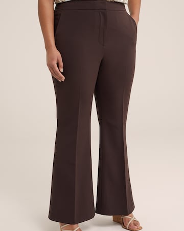 évasé Pantalon à plis WE Fashion en marron : devant