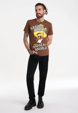 LOGOSHIRT T-Shirt 'Looney Tunes - Speedy Gonzales' in Braun