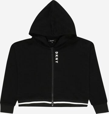 DKNY Zip-Up Hoodie in Black: front