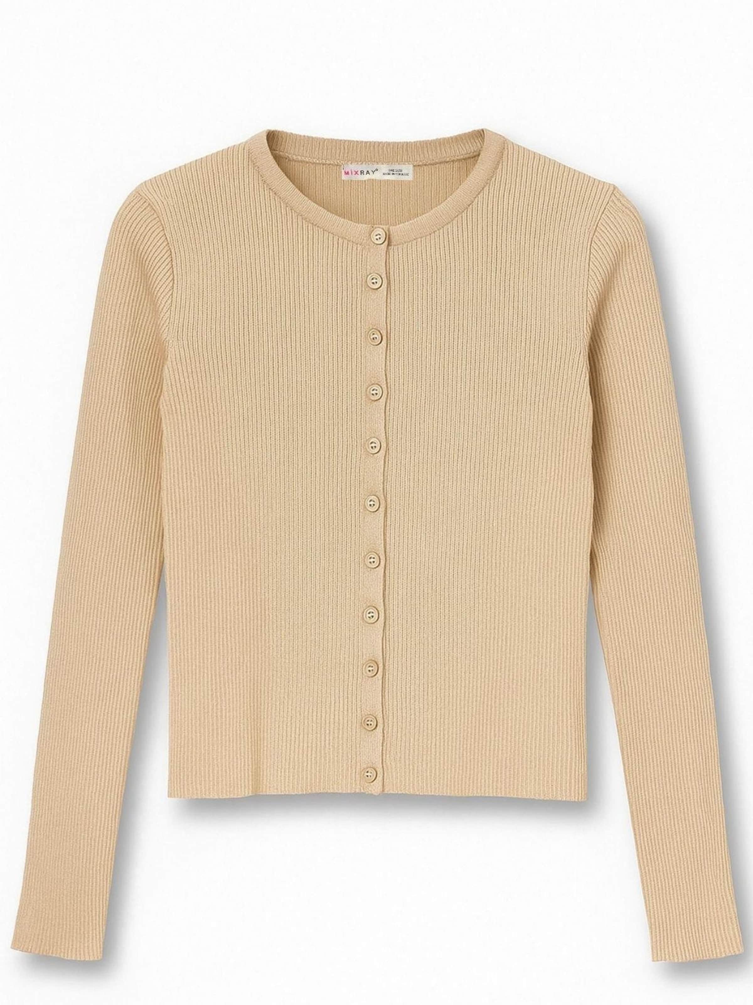 MixRay Knit Cardigan in Brown: front