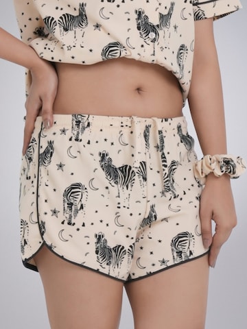 LEAFLETIC Shorty 'Leafletic Women’s Printed Night Wear Short Set' i beige