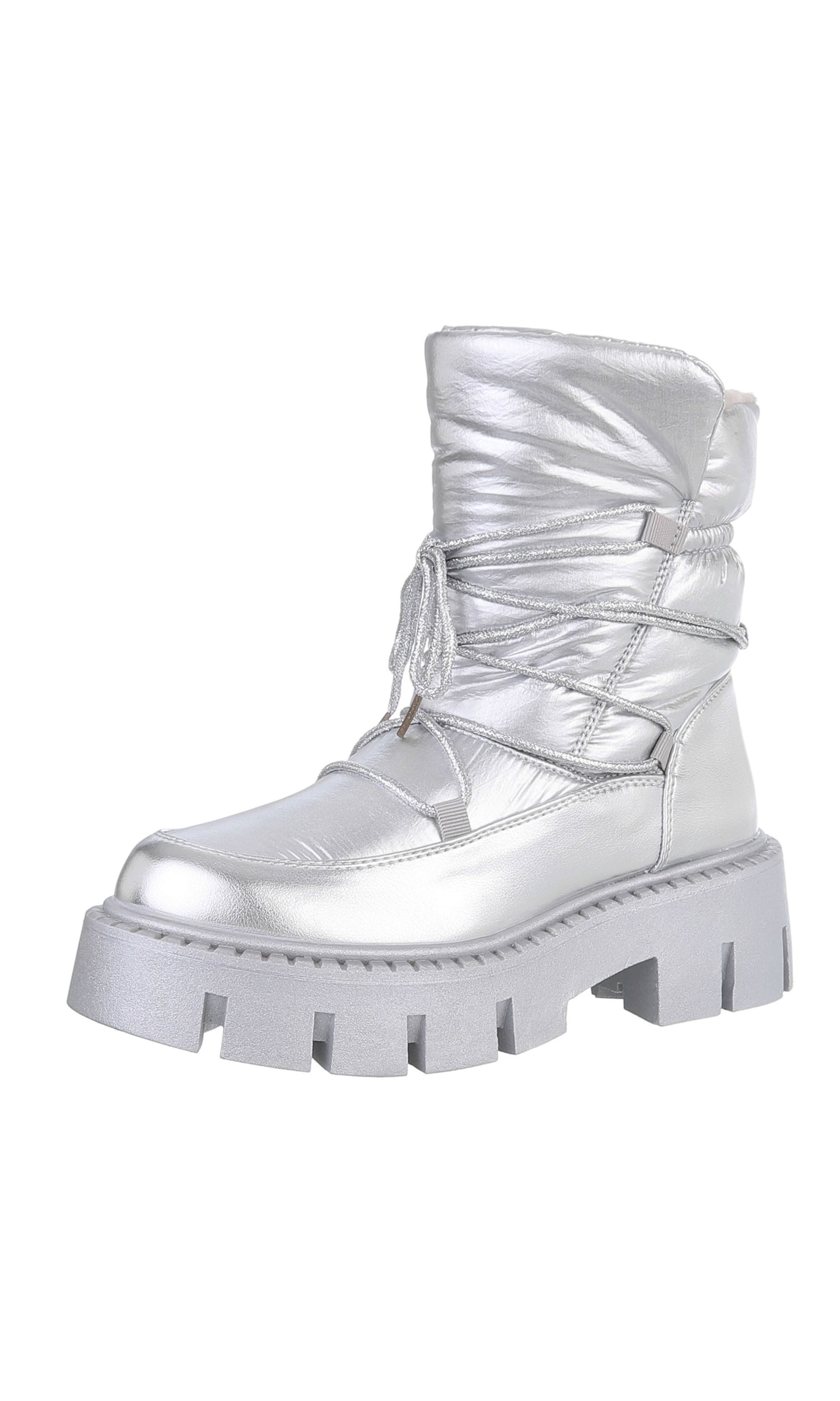 Ital-Design Snowboots in Silber: Vorderseite