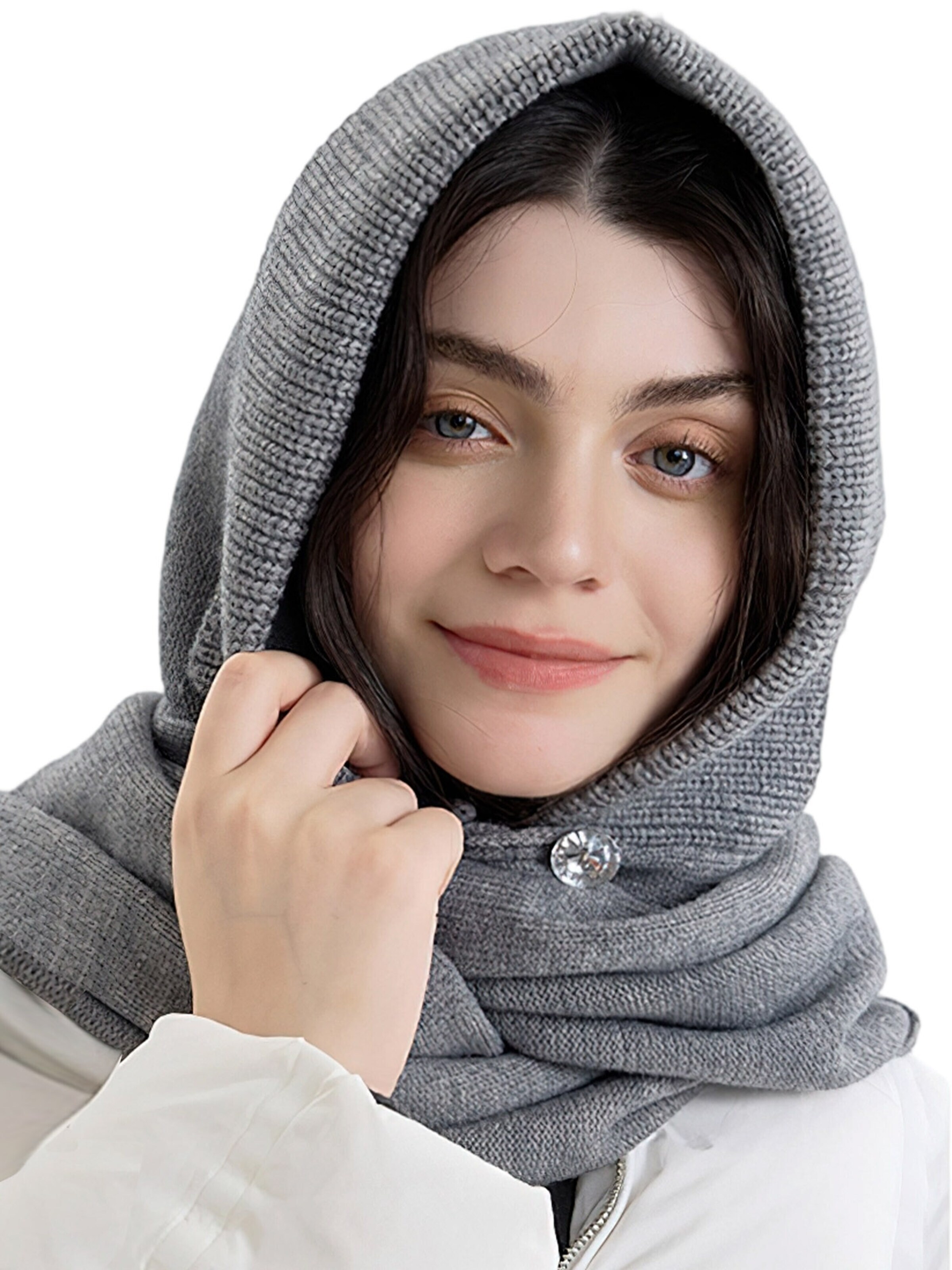 Magicshe Hat 'Strick Kapuzenschal Balaclava' in Grey