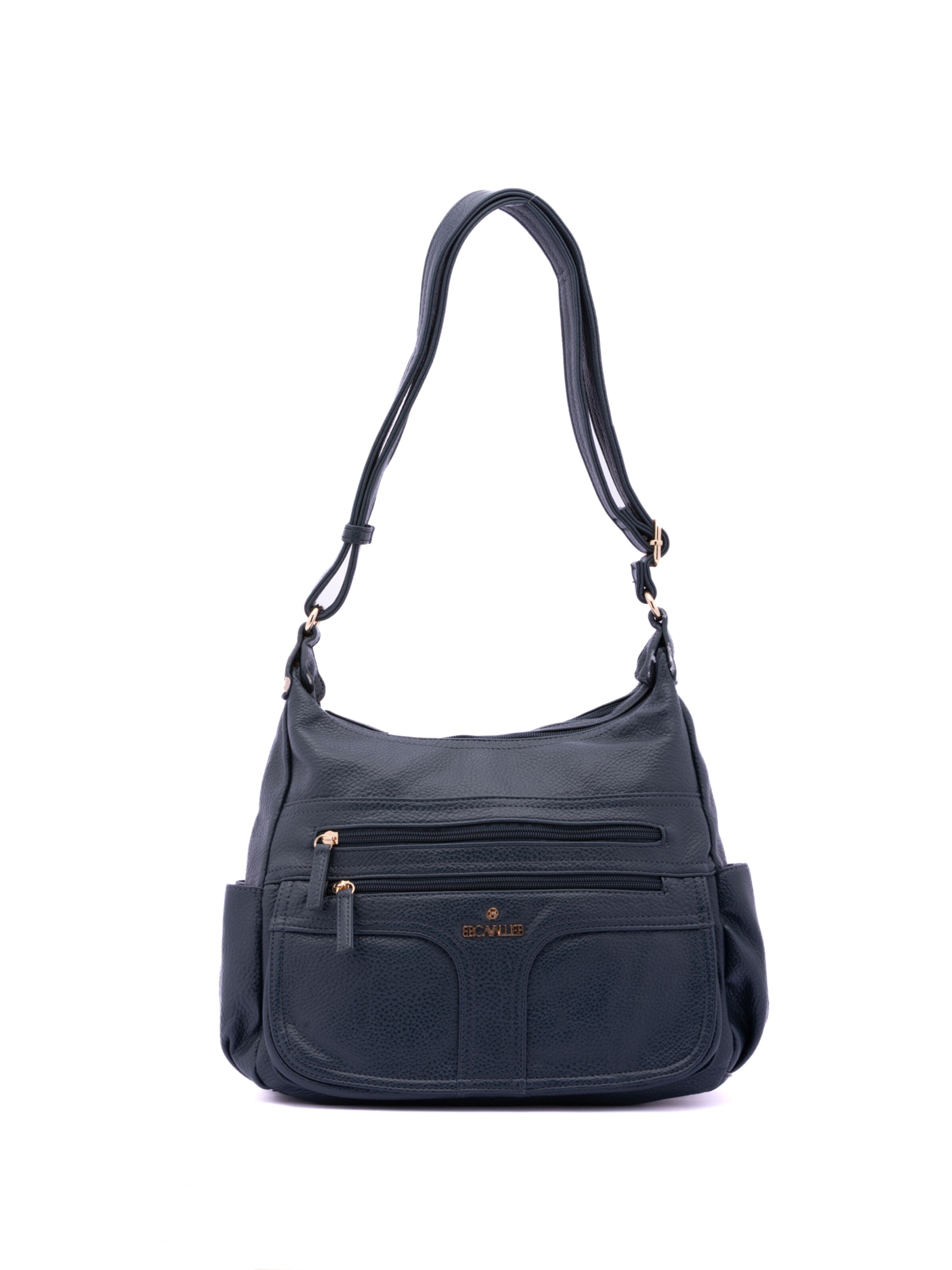 Borsa a spalla 'Borsa a Spalla Donna Ecopelle - Zip e Tasche Multiple' di B. Cavalli in blu: frontale