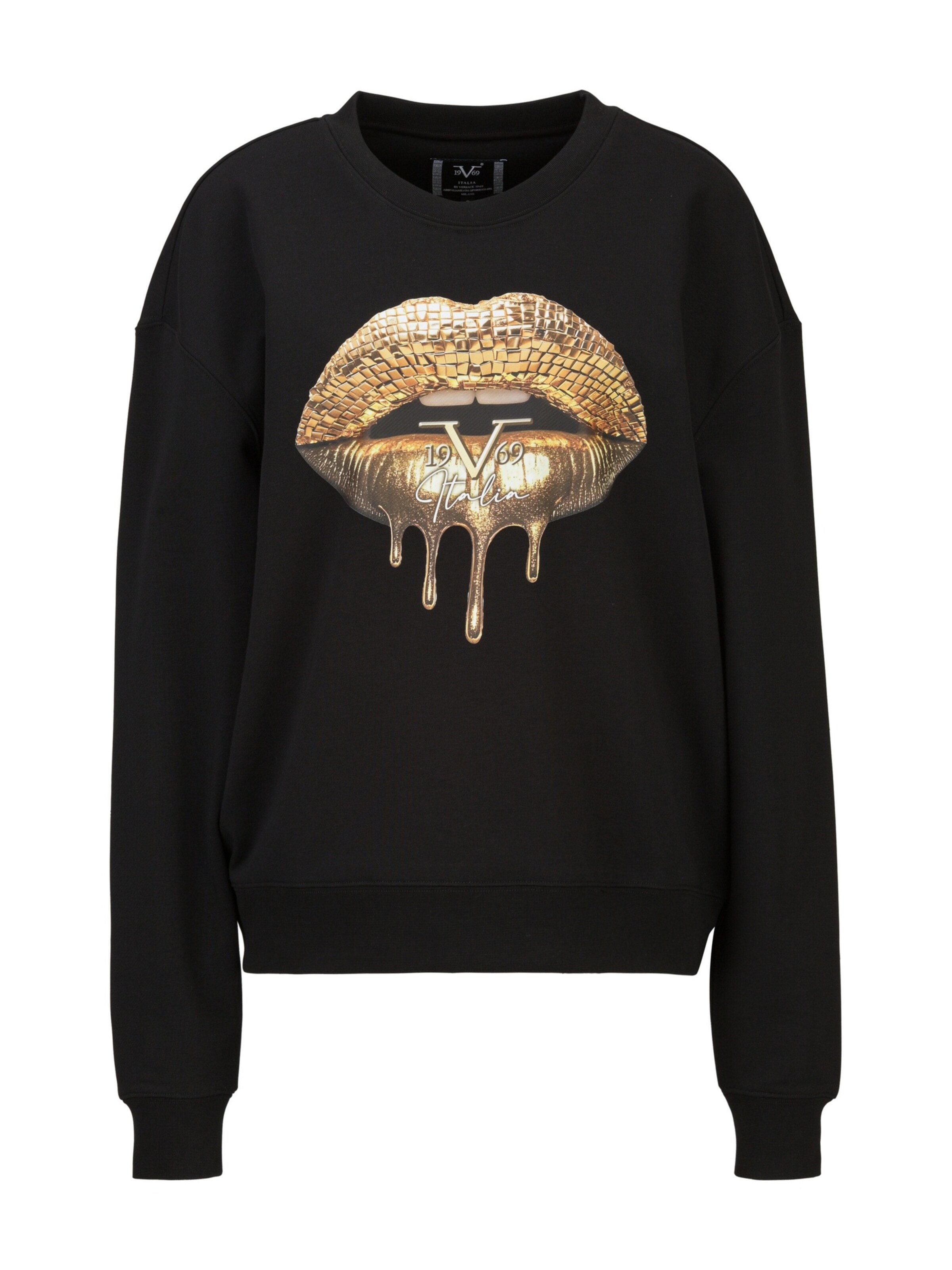 19V69 ITALIA Sweatshirt 'Sinja Lips' in Black: front