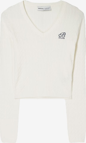 BershkaPulover - bež boja: prednji dio