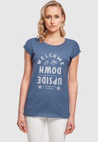 ABSOLUTE CULT Shirt 'Stranger Things - Welcome To The Upside Down' in Blau: Vorderseite