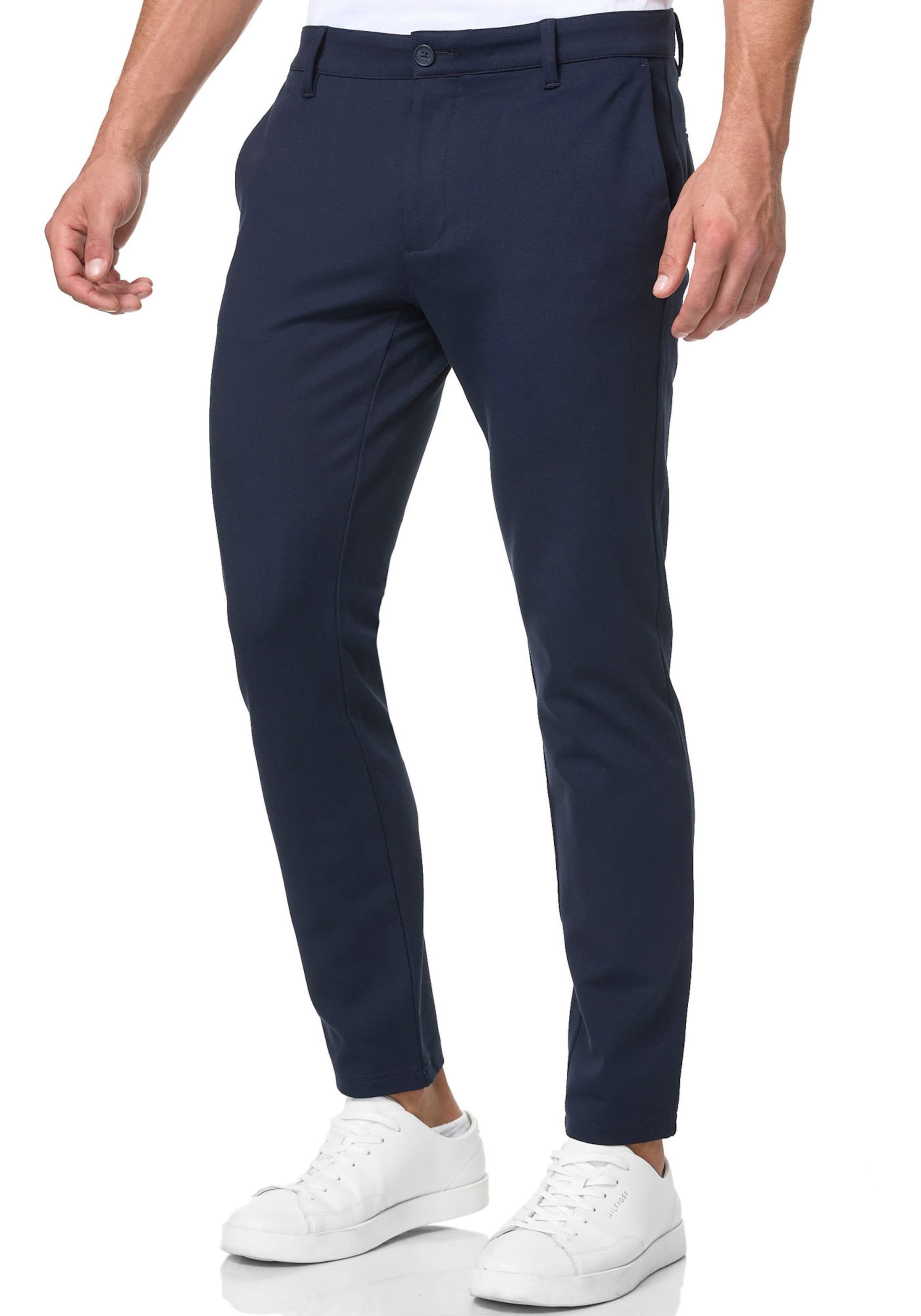 INDICODE JEANS Regular Chino Pants in Blue: front