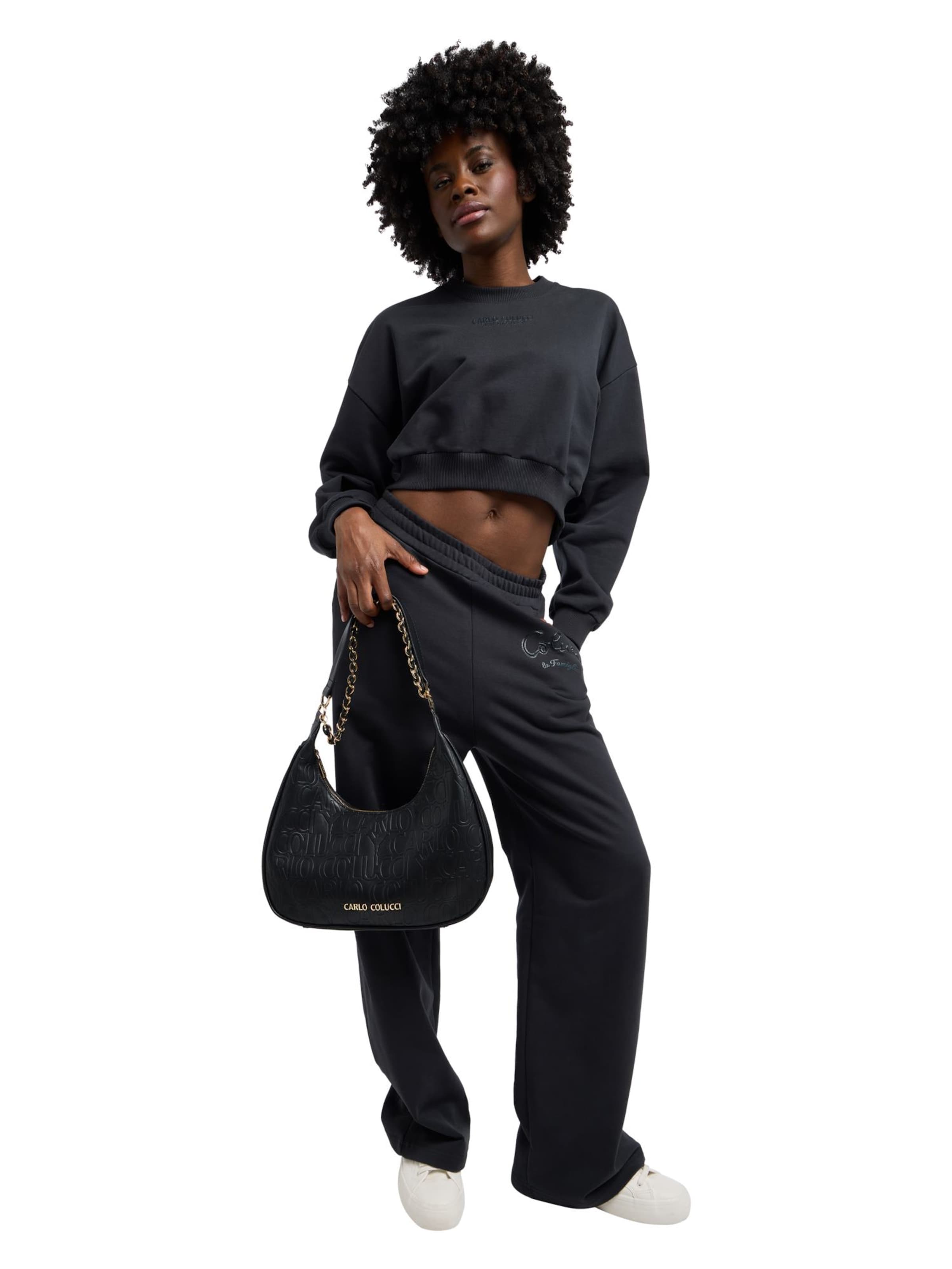 Carlo Colucci Schultertasche 'Dolzani' in Schwarz