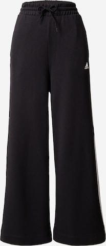 ADIDAS SPORTSWEAR Zvonové kalhoty Sportovní kalhoty 'Essentials 3-Stripes French Terry Wide' – černá: přední strana