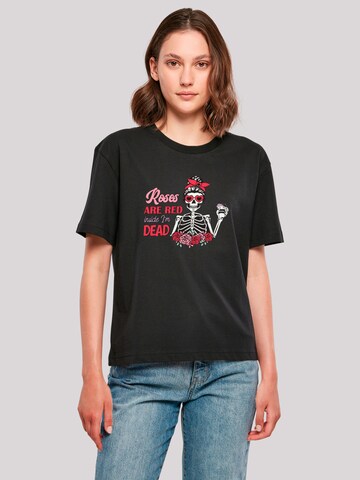 T-shirt 'Anti Valentinstag Roses are red' F4NT4STIC en noir : devant