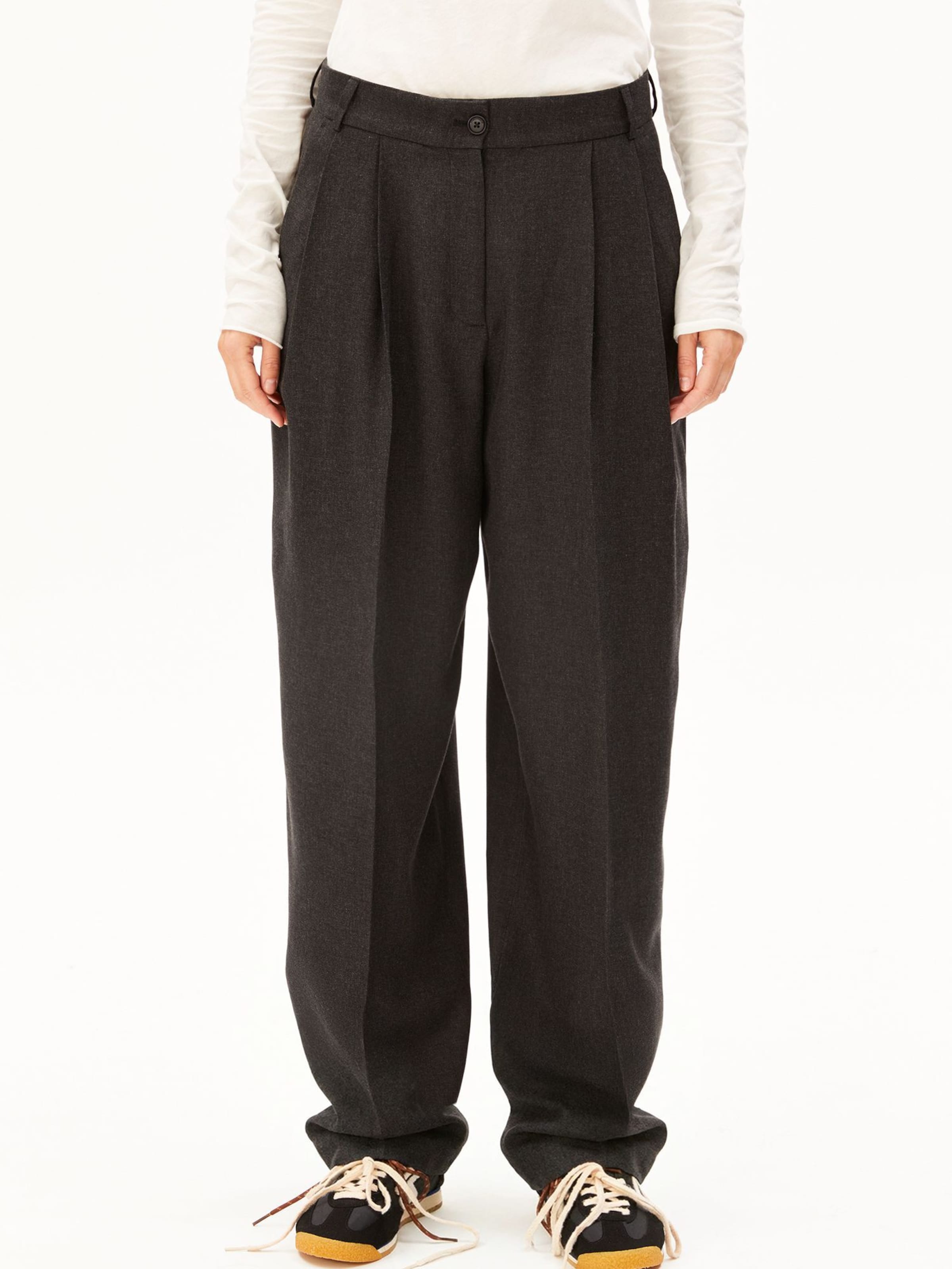 ARMEDANGELS Loosefit Stoffhose WIDE PLEATED in Grau: Vorderseite