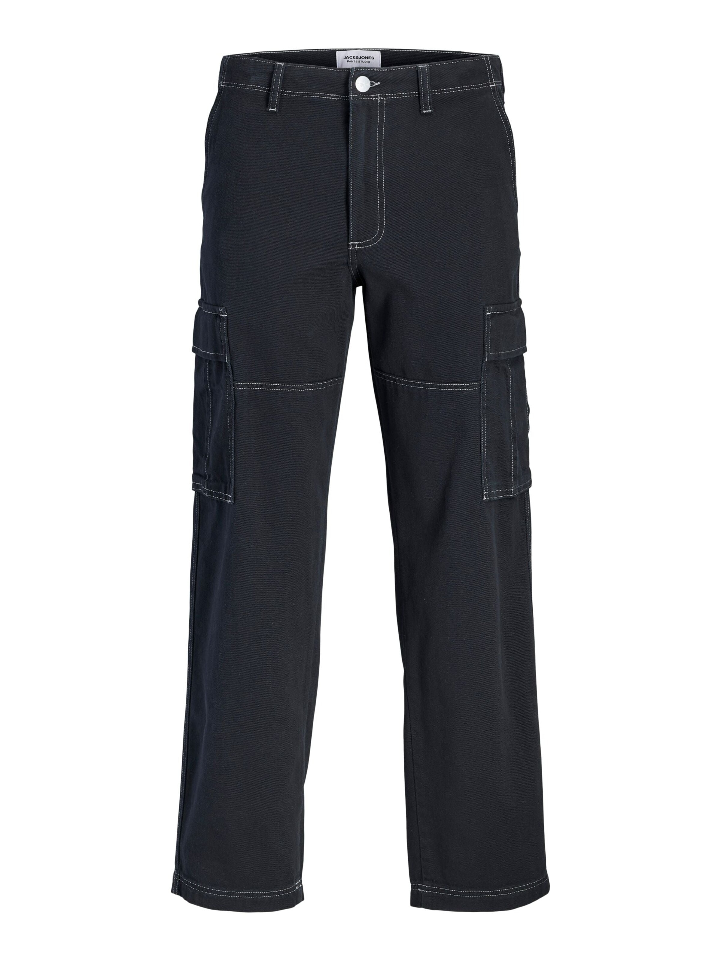 Loosefit Jeans cargo '12288612' di JACK & JONES in nero: frontale