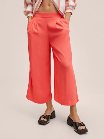 MANGO Wide Leg Plissert bukse 'LIFE' i oransje: forside