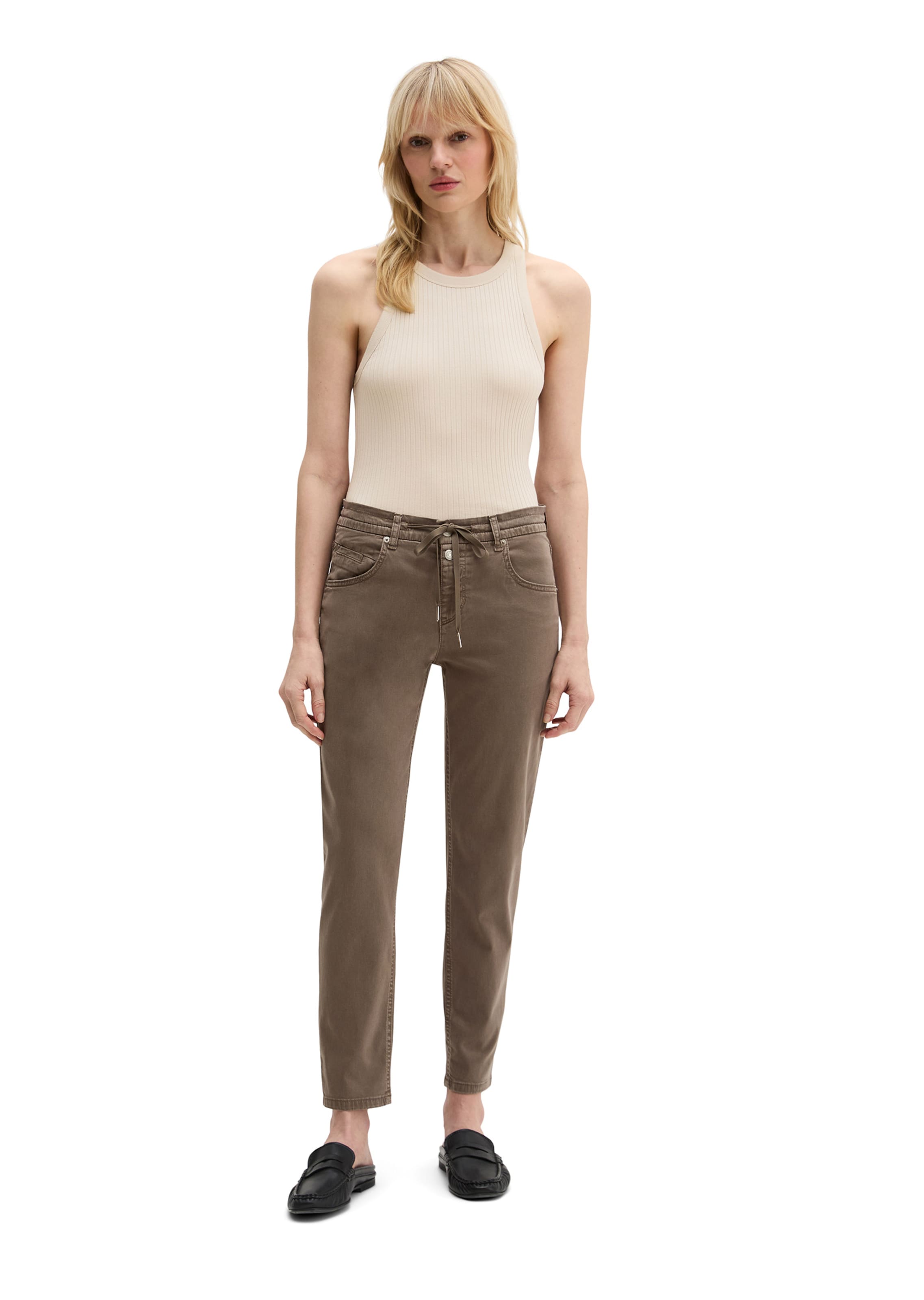 Marc O'Polo Loose fit Trousers 'Theda' in Brown