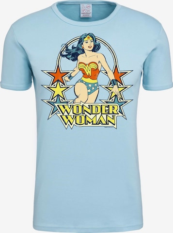 LOGOSHIRT T-Shirt 'Wonder Woman – Stars' in Blau: predná strana