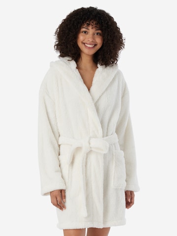 SCHIESSER Long Bathrobe 'Teddy Fleece' in Beige