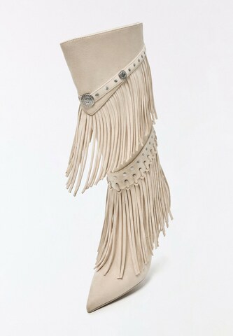 Bottes de cowboy Bershka en beige