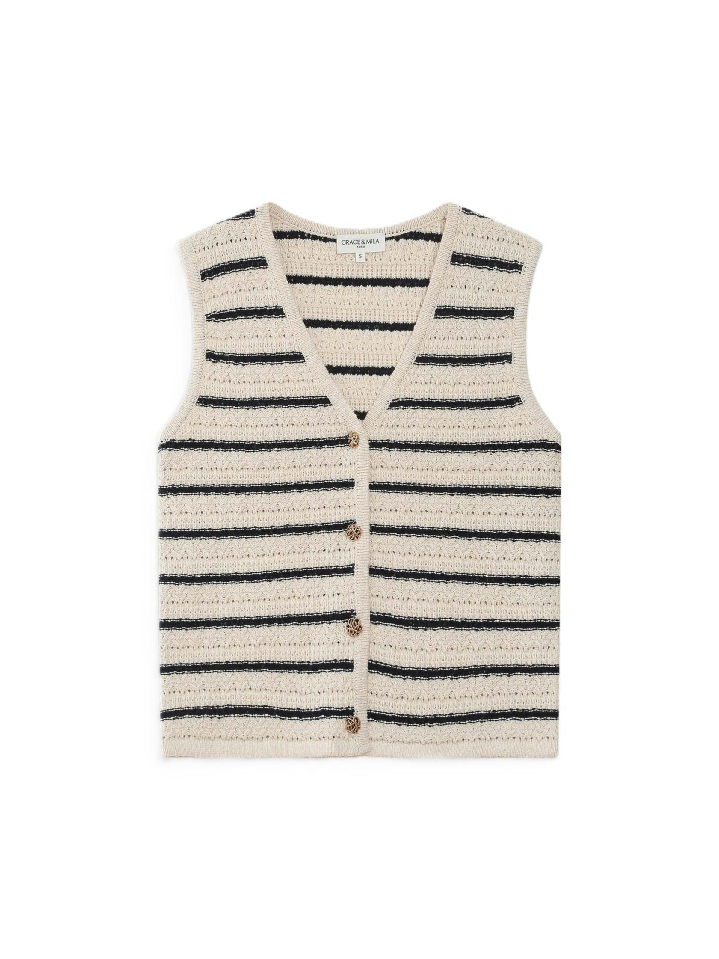 Grace & Mila Knit Cardigan 'VINCENNES' in White: front