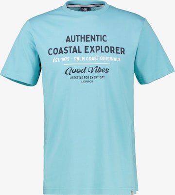 LERROS T-Shirt mit O-Neck aus softer Baumwolle mit Summervibe-Print in Blau: Vorderseite