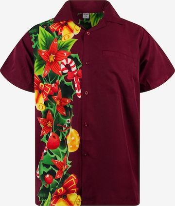 Regular fit Camicia 'Christmas Wedding' di King Kameha in rosso: frontale