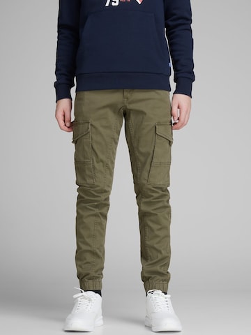 Jack & Jones Junior Дънки Tapered Leg Панталон 'Paul' в зелено: отпред