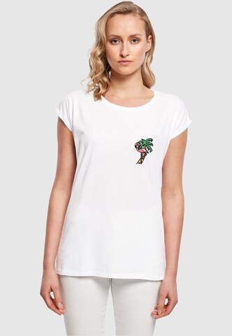 Mister Tee Shirt 'Flamingo' in Wit: voorkant