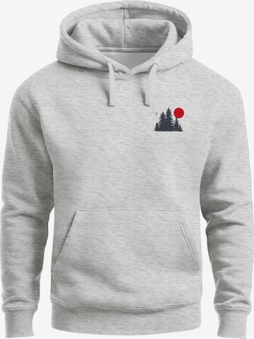 Neverless Sweatshirt 'Waldkette Badge' in Grau: Vorderseite