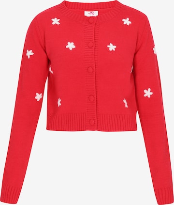 MYMO Neuletakki värissä punainen: etupuoli