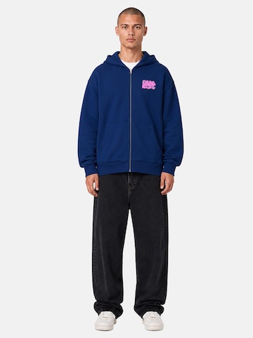 loyal Zip-Hoodie mit Print in Loose Fit in Blau: Vorderseite
