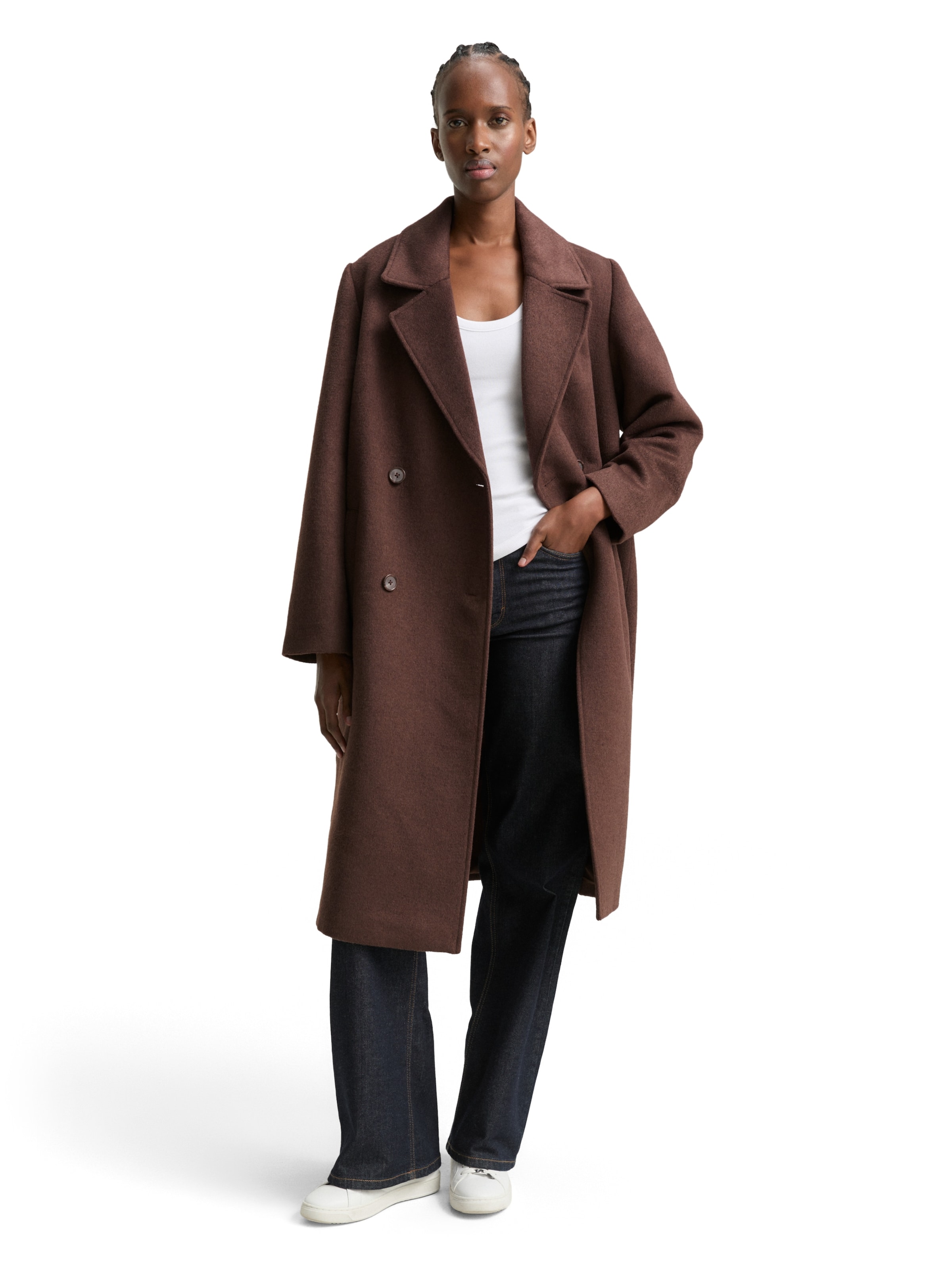 TOM TAILOR DENIM Winter coat in Brown: front